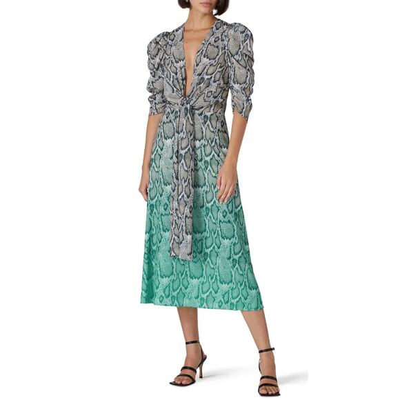 AFRM Ellis Ombre snakeskin plunge statement sleeve maxi dress Size XS Maximal - Picture 1 of 14